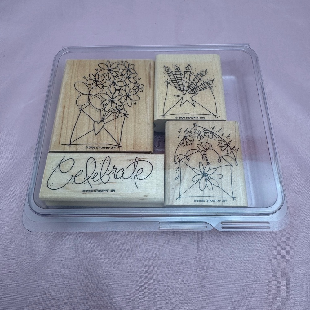 Stampin’ Up! 2006 Send a Celebration 4pc Rubber Stamp Set 🎉